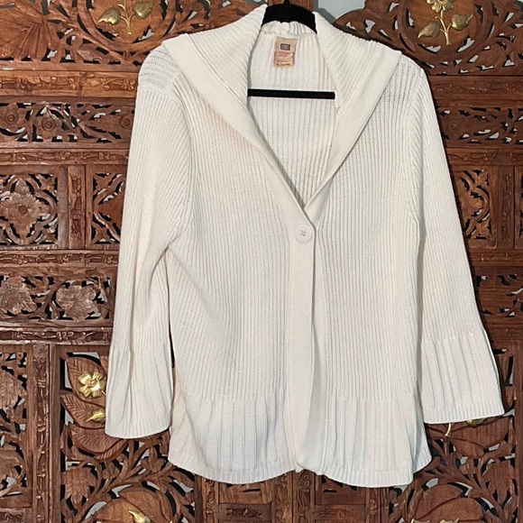 Faded Glory Women's Ivory Hooded Cardigan - Picture 1 of 16